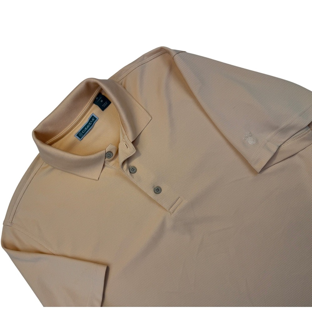 Cubavera Polo Shirt Mens Medium Orange Ribbed Pineapple Short Sleeve